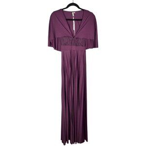 ASOS Women's Purple Drape Short Sleeve Floral Bodice Fit and Flare Maxi Dress 2